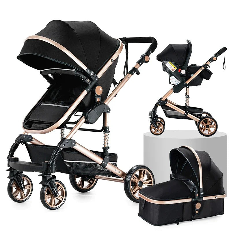 POUSSETTE 3 EN 1 - BLACK / GOLD